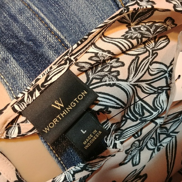 WORTHINGTON RUFFLE SLEEVE & HEM PRINT Beautiful Print Flare Sleeve - Picture 4 of 6